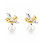 9ct Cultured Pearl &amp; Diamond Earrings image