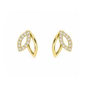9ct Double Leaf CZ Studs image
