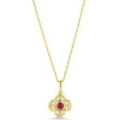 9ct Gold Clover Ruby &amp; Diamond Pendant