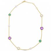 9ct Gold Pearl Amethyst &amp; Turquoise Necklace