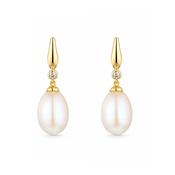 9ct Gold Pearl &amp; Diamond Drops image