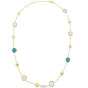 9ct Gold London Blue Topaz &amp; Quartz Necklace