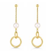 9ct Pearl Gold Circle Drop Earrings image