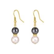 9ct Pearl &amp; Hematite Drop Earrings image