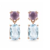 9ct Rose Gold Amethyst &amp; Topaz Earrings image