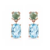 9ct Rose Gold Blue Topaz &amp; Green Amethyst Earrings image