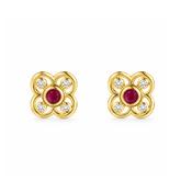 9ct Ruby &amp; Diamond Floral Studs image