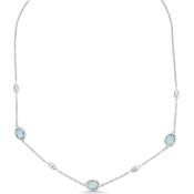 9ct White Gold Blue Topaz Necklace