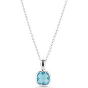 9ct White Gold Blue Topaz Pendant