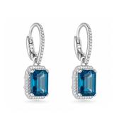 9ct White Gold London Blue Topaz &amp; Diamond Drops image