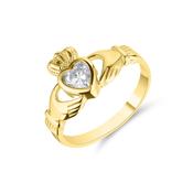 9ct Yellow Gold Claddagh CZ Ring image