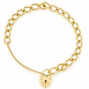 9ct Yellow Gold Heart Padlock Bracelet image
