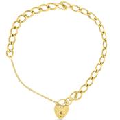 9ct Yellow Gold Heart Padlock Bracelet image