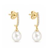 9ct Yellow Gold Pearl CZ Drops image