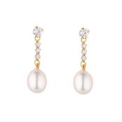 9ct Yellow Gold Pearl CZ Drops