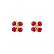 9ct Yellow Gold Ruby &amp; Diamond Swirl Studs image