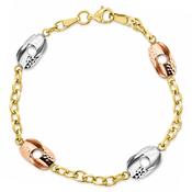 9ct Yellow White &amp; Rose Gold Belcher Link Bracelet image