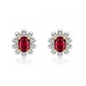 9ct Yellow &amp; White Gold Diamond &amp; Ruby Earrings image