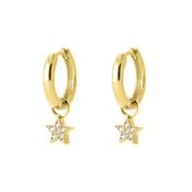 Gold CZ Star Charm  Hoops