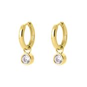 Gold Round Charm Hoops