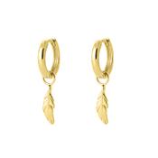Gold Feather Charm Hoops