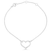 9ct White Gold Heart Bracelet