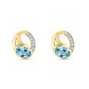 9ct Gold Blue Topaz &amp; Diamond Stud Earrings image