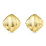 Gold Ridged Square Domed Stud Earrings image