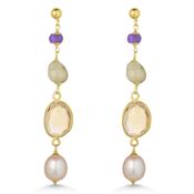 18ct Yellow Gold Multi Gemstone Earrings image