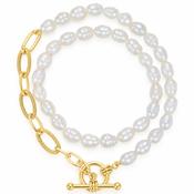 Gold Double Strand Pearl T-Bar Bracelet image