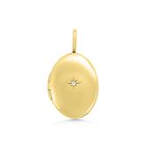 Gold Engravable Oval Locket Necklace