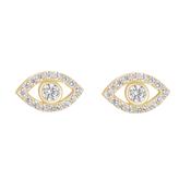 Gold Evil Eye CZ Stud Earrings