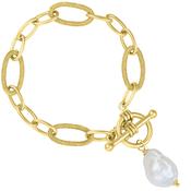 Gold T-Bar Pearl Bracelet image