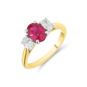9ct Oval Ruby &amp; Lab Diamond Ring image