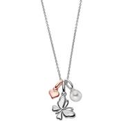 Children's Butterfly, Pearl and Rose Gold Heart Pendant image