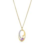 9ct Gold Amethyst &amp; Diamond Pendant