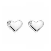 Silver Heart Diamond Stud Earrings image