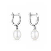 Silver Horseshoe Pearl Earrings image
