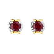Silver &amp; Gold Garnet Stud Earrings image