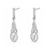 Sterling Silver Twirl Pearl Drop Earrings image