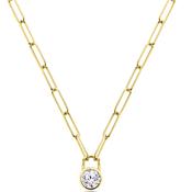 Gold White Topaz Paper Link Necklace