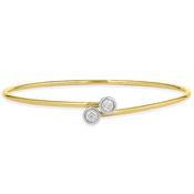 18ct Gold Two Tone Bezel Set Diamond Bangle