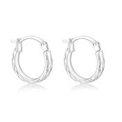 9ct White Gold Diamond Cut Hoops image