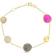9ct Gold Pink &amp; Grey Gemstone Bracelet