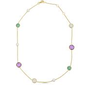 9ct Gold Pearl Amethyst &amp; Turquoise Necklace
