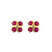 9ct Yellow Gold Ruby &amp; Diamond Swirl Studs image