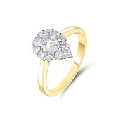 18ct Yellow Gold Lab Grown Pear Cut Halo Ring image