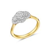18ct Yellow Gold Three Stone Oval &amp; Round Brilliant Diamond Ring image