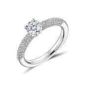 18ct White Gold Solitaire &amp; Pavé Set Diamond Engagement Ring image