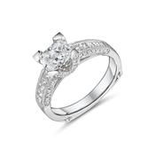 18ct White Gold Radiant Cut Diamond Ring with Diamond Shoulders image